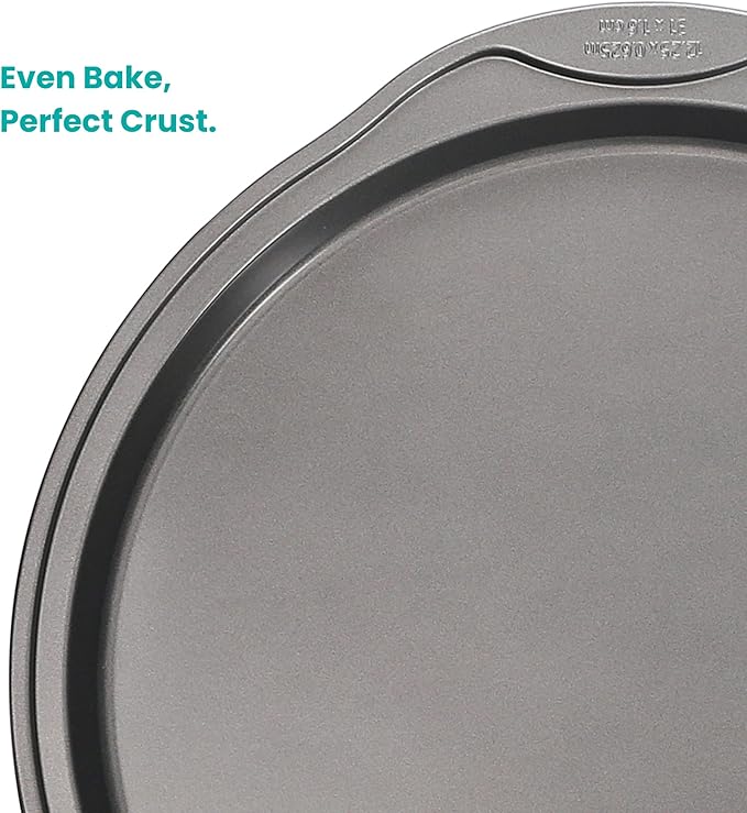 Baker's Secret 2pcs Nonstick Pizza Pan for Oven 12.5", Carbon Steel Pizza Baking Pan, Premium Coating For Easy Release, Pizza Trays for oven - The Classic Collection