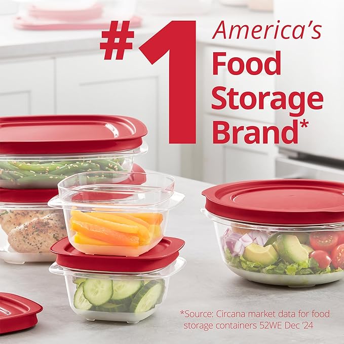 Rubbermaid EasyStore Rectangle, Square, and Round Containers, 34-Piece Set, Food Storage Containers, Food Storage Containers with Lids