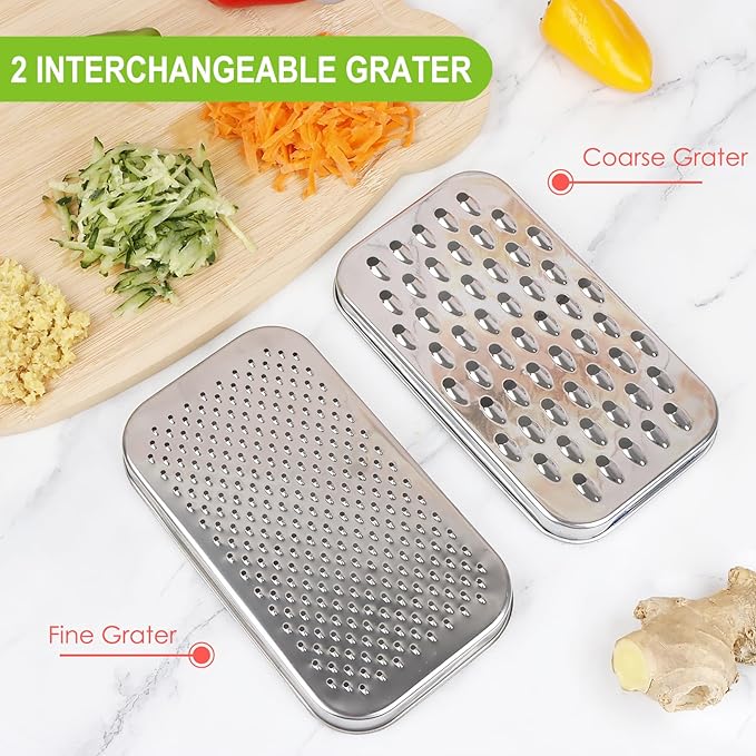 Cheese Grater Citrus Lemon Zester with Food Storage Container & Lid - Perfect For Hard Parmesan Or Soft Cheddar Cheeses, Ginger, Vegetables, Butter, Chocolate & Nutmeg, Gray