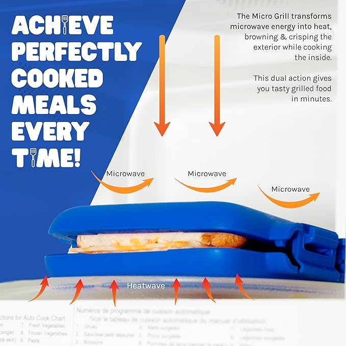 Toastie Maker, Microwave Grill, Sandwich Toaster, 3 Minute Grilled Cheese, Crispy, Panini Press, Dishwasher Safe, Office, Home, Travel & School Dorms (Blue)