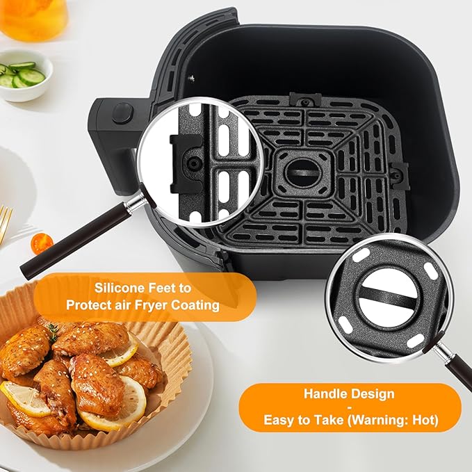 GXF Air fryer Replacement Parts for Instant Pot Vortex Plus 6 in 1 4 Quart Air Fryer Oven, 7.5''×7.5'' Square Food Grade Air Fryer Grill Pan Grill Plate Crisper Plate Accessories Tray Rack