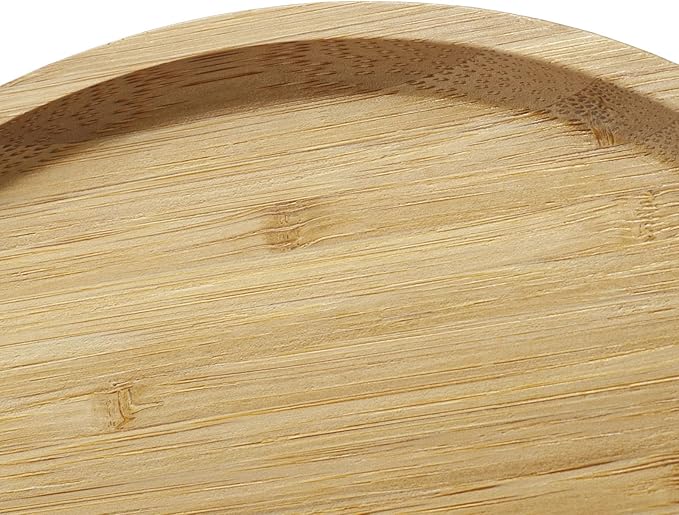 Bamboo Serving Platter, Round Wood Tray, Wooden Serving Tray, Fruit, Bread, Salad Plate, Round Wood Charcuterie Board, 11.8 inch