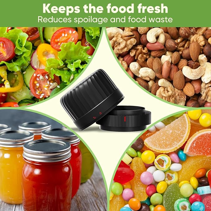 Electric Mason jar Vacuum Sealer Kit for Wide-Mouth & Regular-Mouth Mason Jars, Canning Vacuum Sealer Mason Jar for Food Storage, Includes Lids, Opener, Charger