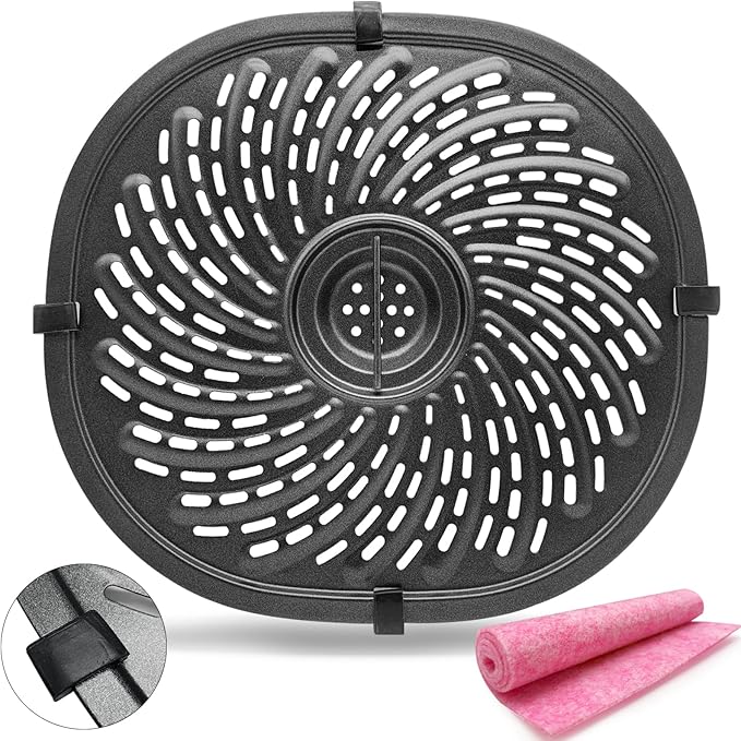 HEISENLIN 7QT Air Fryer Grill Pan Replacement Parts for PowerXL Gowise Air Fryers, 7QT Upgraded Grill Crisper Plate Tray Rack Grid Shelf with Rubber Bumpers for PowerXL, Non-stick, Dishwasher Safe