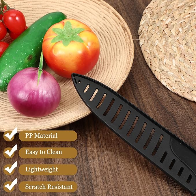 Knife Protector Sleeve 8 inch Plastic Safety Sheaths Black Kitchen Knife Protector Sleeve Safety Knives Covers Practical Protectors for Kitchen Knives