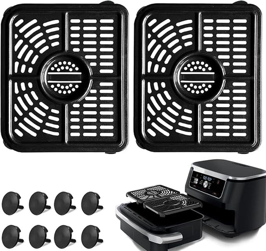 GWY Air Fryer Tray for Ninja Foodi 11 Quart 7-in-1 MegaZone XL FlexBasket Air Fryer, 2 Packs Replacement Air Fryer Crisper Plate Grill Pan Grill Plate Accessories with Rubber Bumpers, Dishwasher Safe