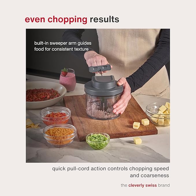 Zyliss Easy Pull Food Chopper and Manual Food Processor - Hand-Held Slicer & Dicer for Fruits & Vegetables - Easy Pull Manual Food Chopper - Cooking Gadgets & Kitchen Essentials - Easy Pull 3.0