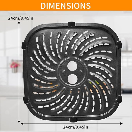 GWYXC Air Fryer Grill Pan for PowerXL Vortex Pro 8 QT Air Fryer, Oval Nonstick 10''*10''Air Fryer Accessories Replacement Part Tray Basket Grill Plate Crisper Plate with Rubber Bumpers,Dishwasher Safe