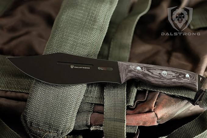 Dalstrong Barong Chef Knife - 7 inch - Delta Wolf Series Knife - Ultra-Thin & Zero Friction Blade - HC 9CR18MOV Steel Kitchen Knife - Black Titanium Nitride Coating - G10 Camo Handle - Leather Sheath