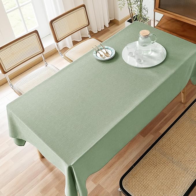 AUSSPVOCT 2 Pcs Textured Linen Table Cloth for Rectangle Table - 52x70 Inch Cloth Tablecloth Rectangular Waterproof Washable Fabric Dining Table Cover for Christmas Holiday Party Kitchen Decor