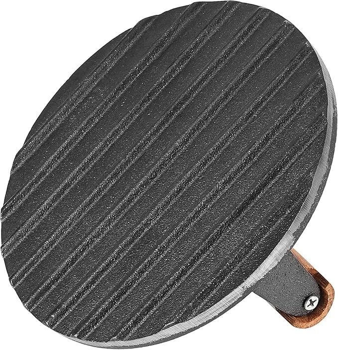 HOIGON 2 PCS 7 Inch Round Heavy Duty Cast Iron Grill Press, Steak Weight Bacon Barbecue Presses with Solid Wood Handle for Burgers, Bread, Pushing Down On Steaks