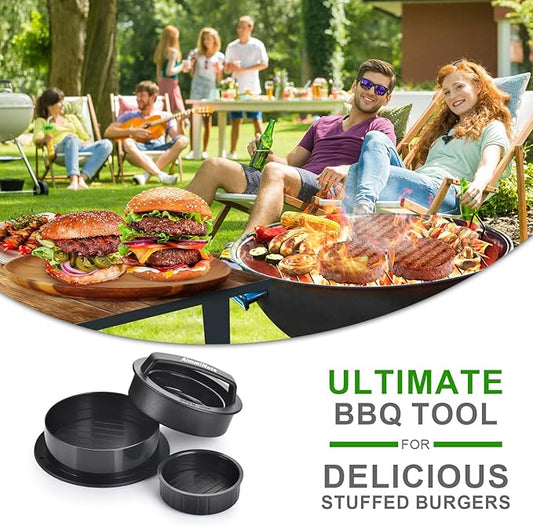 Hamburger Press Patty Maker, Hamburger Press, Burger Press, 3 in 1 Stuffed Burger Press Patty Maker, Hamburger Patty Maker for Grilling, Stuffed Burgers, Sliders, Beef Burger