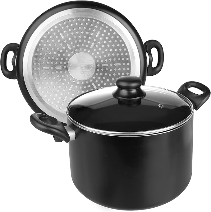 IBILI Inducta Stock Pot with Lid, 28 x 28 x 6 cm, Black/Transparent