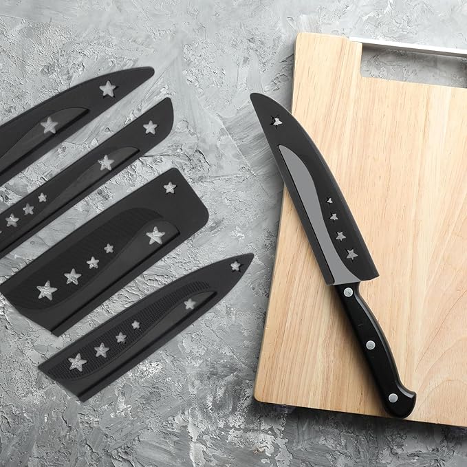 PATIKIL Plastic Safety Knife Cover Sleeves for 6" Boning Knife 6.3 x 1.4 Inch (LxW), 5 Pack Knife Blade Guard Protector Universal Kitchen Knife Sheath for Kitchen Bar, Black