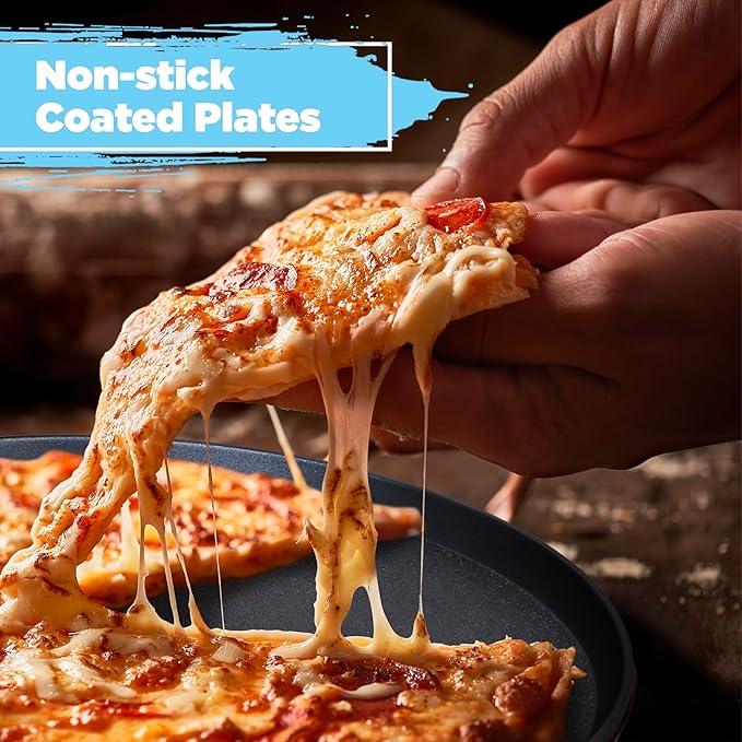 Courant Pizza Maker 12 inch Pizzas Machine, Newly improved Cool-touch Handle Non-Stick plates Pizza oven & CalzoneMaker, Electric Countertop Oven for Home or School, 12” Indoor Grill/Griddle, Teal