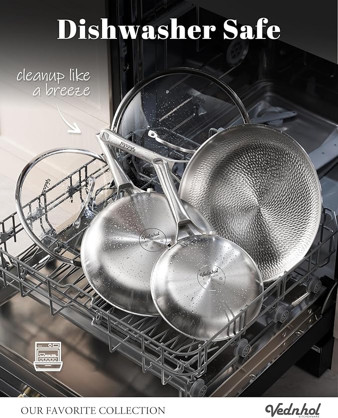 Titanium Pans set, 8+10+12Inch Pure Titanium Hammered Pro with Two Lids, Non Stick Skillet for Cooking, Non-Toxic, PFAS/PFOA/PTFE Free Cookware, Dishwasher&Oven Safe, Kitchen Induction Compatible