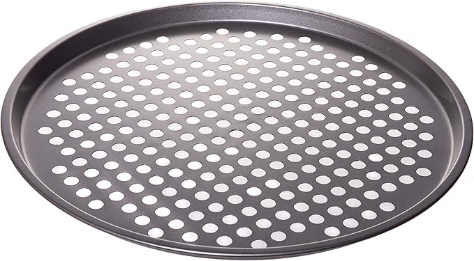 Red Co. 13 inch Round Non Stick Coated Carbon Steel Pizza Baking Pan Crisper with Holes