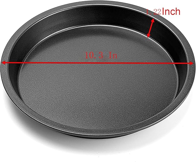 2 Pcs Black and Gold Pizza Pan, 10 Inch Round Iron Skillet with Nonstick Coating for Cooking and Baking Pizza, Cookie, Roast Meat, Baking Cake, Bread and other Foods (10 Inch)