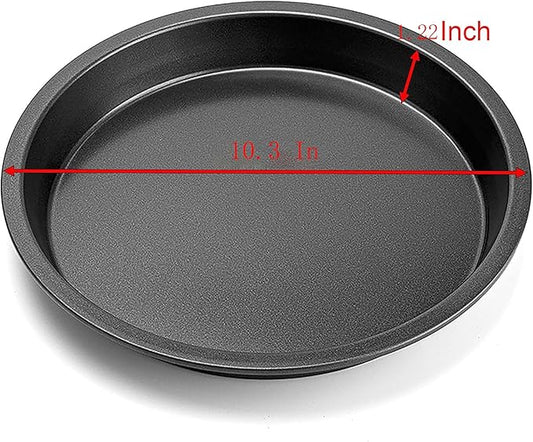 2 Pcs Black and Gold Pizza Pan, 10 Inch Round Iron Skillet with Nonstick Coating for Cooking and Baking Pizza, Cookie, Roast Meat, Baking Cake, Bread and other Foods (10 Inch)