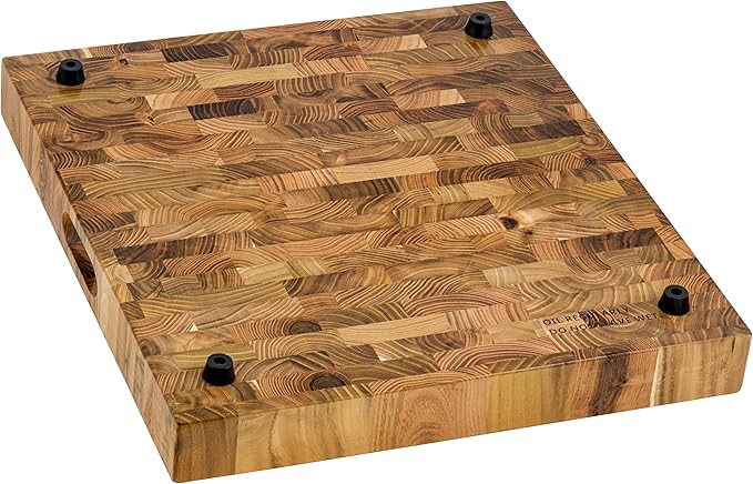 Ruvati 17 x 16 x 2 inch thick End-Grain Teak Butcher Block Solid Wood Large Workstation Cutting Board - RVA2445TKE