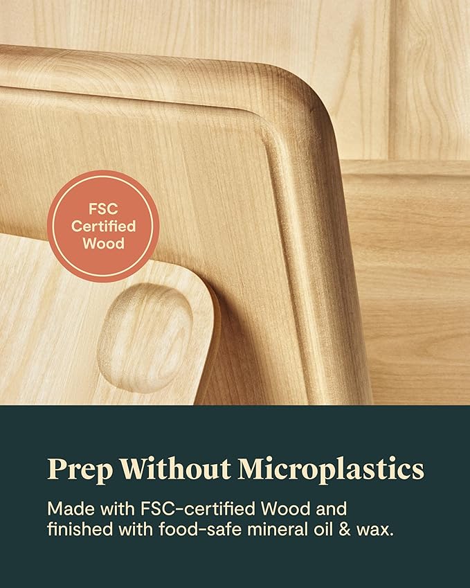 Caraway Cutting Board - Large (17 x 12”) - Double Sided Wood Cutting Board - Made From FSC-Certified Wood - Food-Safe Mineral Oil & Wax Finish