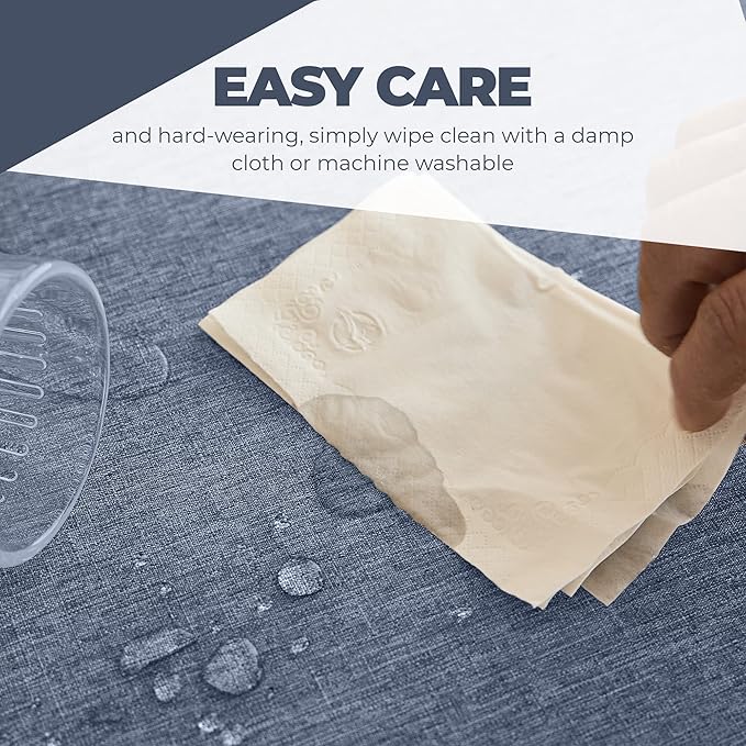 Faux Linen Waterproof Tablecloth,Denim Blue,84" x 60" (Rectangular)
