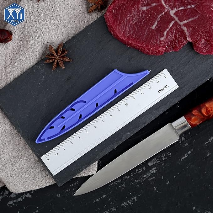 XYJ 2pcs/set Safety Knife Covers Sleeves Knives Edge Guard, Universal Knife Sheath, Paring, Utility Knife Case Blade Guards Protector Blue Kitchen Knife Cover Sleeve (For 5'' Utility Knife)