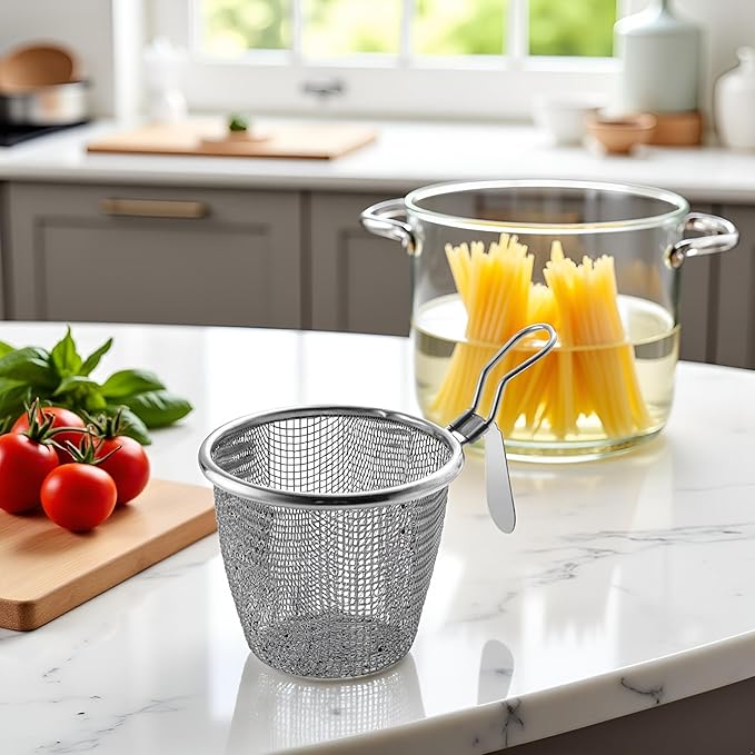 Silver Dumpling Noodle Strainer, Fine Mesh Strainer with Handle Colanders Food Strainers Colanders anda Food Strainers,Kitchen Utensils and Gadgets