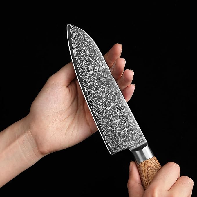 Wakoli EDIB Pro 2-Piece Damascus Kitchen Knife Set – Santoku & Small Santoku with VG10 Core made of 67-Layer Damascus Steel Blades – Professional Chef Knives with Ergonomic Pakkawood Handles
