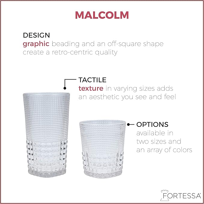 Fortessa Malcolm Double Old Fashioned Cocktail Glass 6 Pack, 11.5-Ounce, Smoke Gray