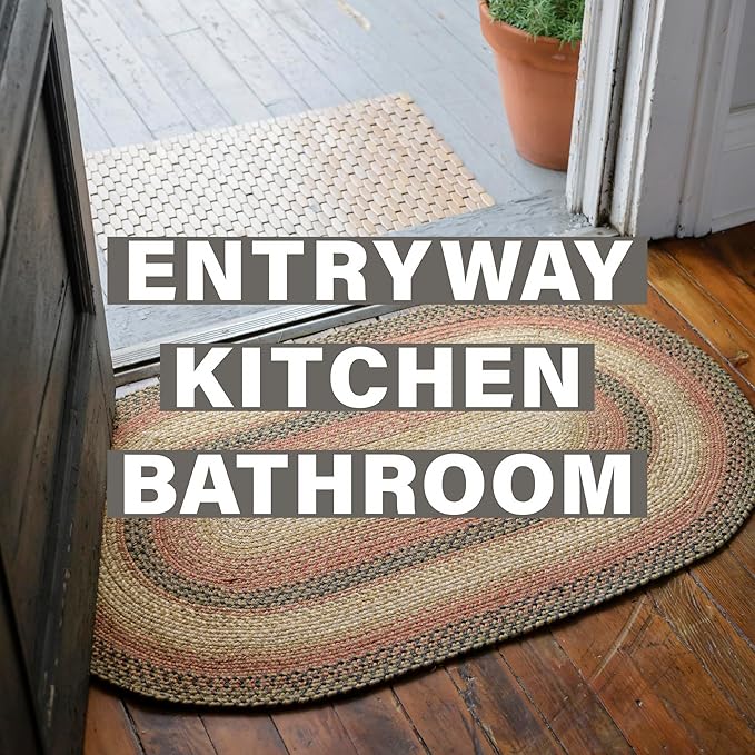 Russet Jute Braided Runner Rug 22x72 - Ideal as Multicolor Braided Rugs Runner for Kitchen, Entryway and Bathroom