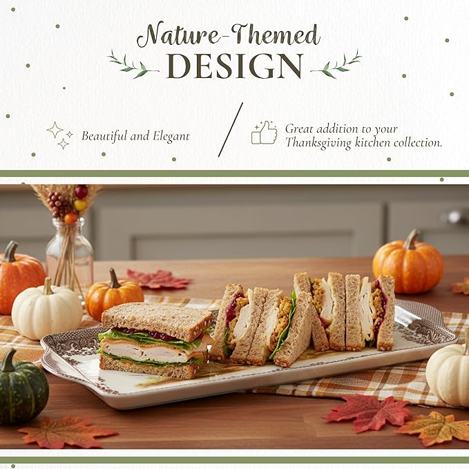 Pimpernel Decorative Melamine Rectangular Serving Tray – (15.25" x 6.5") Durable Lightweight Platter for Snacks, Drinks, Coffee & Appetizers, Ideal for Dining, Kitchen, Bar & Entertaining