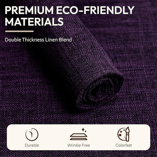 Blue Forest Placemats Set of 8, Dual-Layered Thickened Faux Linen Cloth Place Mats Heat Resistant Machine Washable Wrinkle Free Table Mats Indoor/Outdoor (Purple)