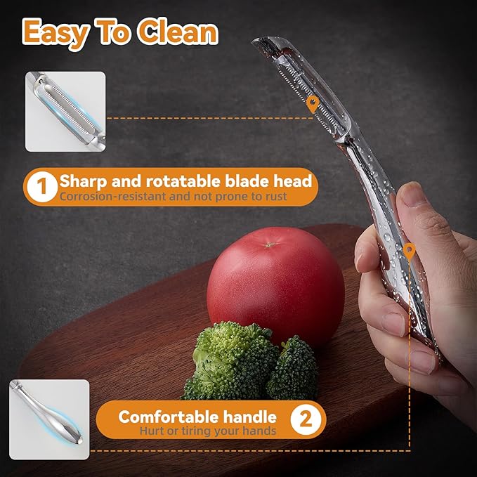 Straight Stainless Steel Vegetable & Fruit Peeler – Ultra-Sharp Blade, Comfortable Handle, Easy to Clean Kitchen Peeler