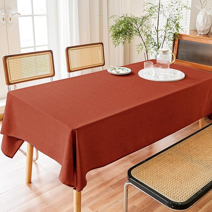 AUSSPVOCT Faux Linen Fall Table Cloth Rectangle Table 52x70 Water Resistant Spill-Proof Wipeable Wrinkle Free Fabric Tablecloth Rectangular Dining Cover for Birthday Party Farmhouse Outdoor Kitchen