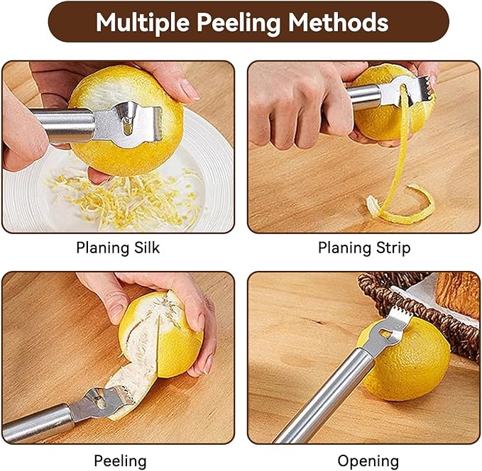 Stainless Steel Lemon Zester Grater with Channel Knife Orange Citrus Peeler Lemon Zest Peeler Cocktails Fruit Stainless Steel