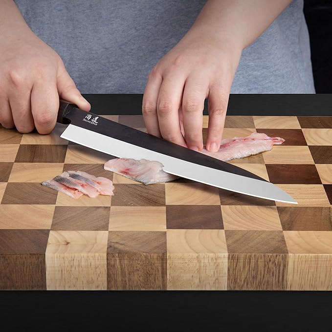 SHANGDAO Sashimi Sushi Knife - 10 Inch Fish Cutting & Filleting Knife, German Steel & Traditional Wooden Handle, Gift Box