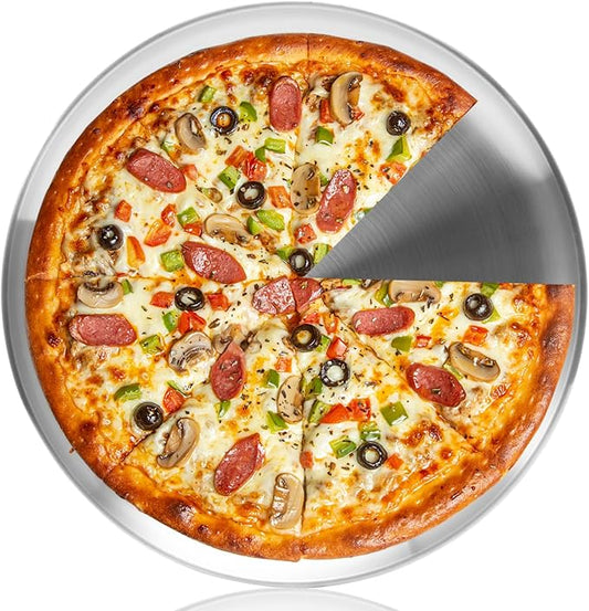 YeKuKing 12 Inch Pizza Pan for Oven Stainless Steel Baking Sheet Round Plates for Cake Pie and Salad Pizza Steel Tray Oven Dishwasher Safe & Easy Clean(1 Pack)