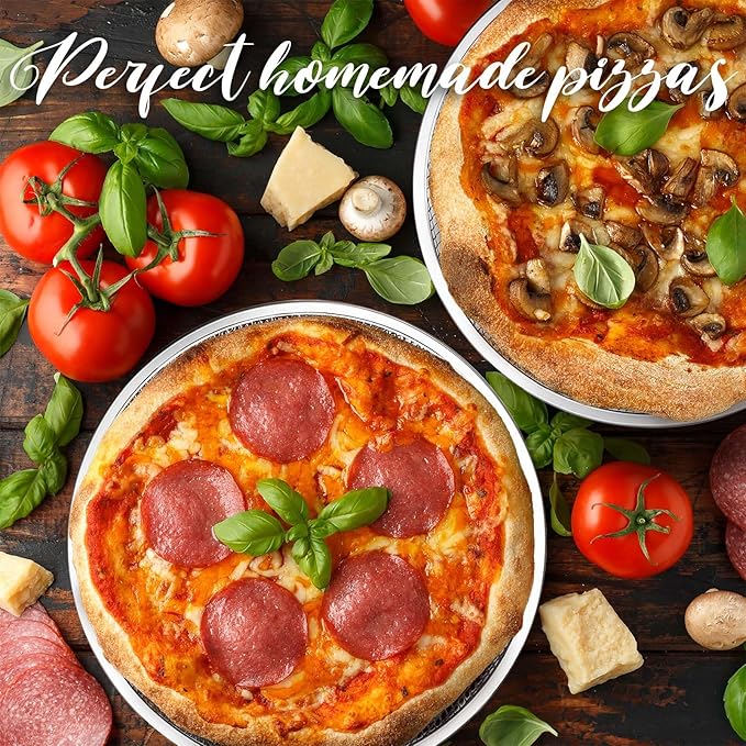 OHiZVZV 3 Pcs 12 Inch Pizza Screen, Aluminum Non-Stick Perforated Pizza Pan with Mesh Design for Oven Baking and Grilling, Dishwasher and Microwave Safe (12 Inch)