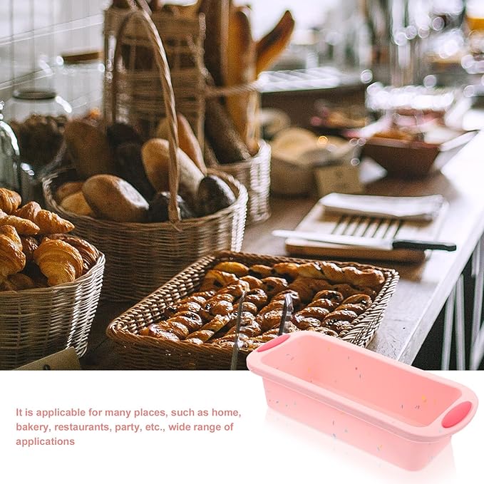 SEWCHICS Silicone Bread Baking Mold and Toast Loaf Pan Non-Stick Pink Rectangular Cake Bake Mold for Home Baking