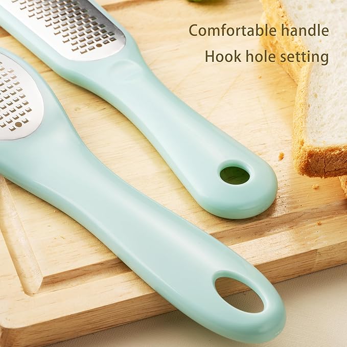 Lemon Zester Grater with Handle - 2-Piece Lemon Zester & Cheese Grater for Parmesan, Ginger, Garlic, Nutmeg, Chocolate (B)