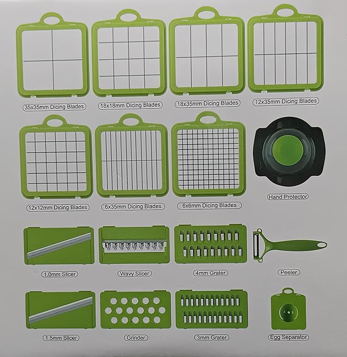 22PCS Multi-function Vegetable & Fruit Chopper, Mandolin Food Slicer, Veggie Shredder with Container, Essential Kitchen Gadgets (22 in 1, Gray)