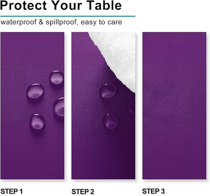 Hiasan Royal Purple Tablecloth for Square Tables - Waterproof and Spillproof Washable Fabric Table Cloth for Dining Room Kitchen Party, 70 x 70 Inch
