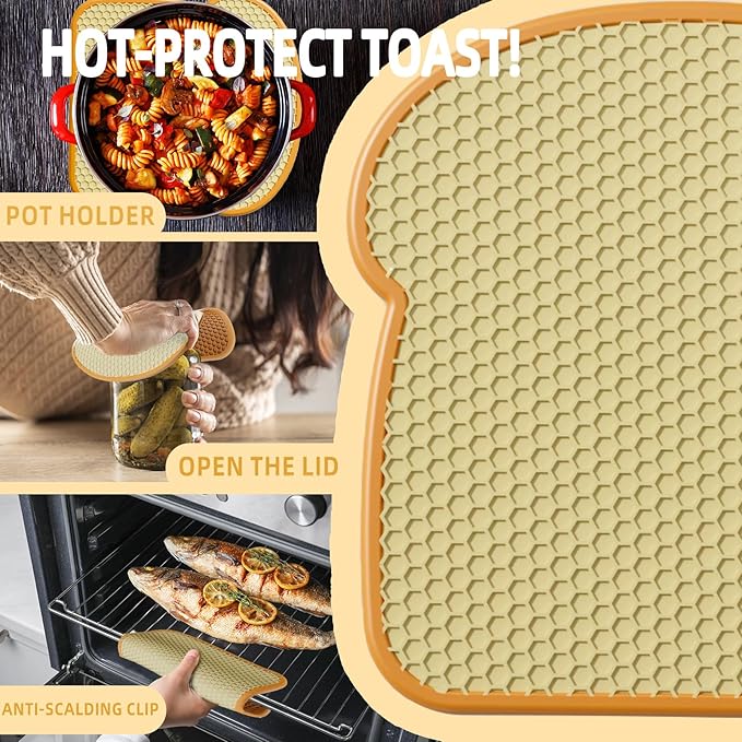7.5” Hot Pads for Kitchen Heat & Slip Resistant Trivets, Silicone Trivets for Hot Dishes 2 Pack, BPA Free Silicone Hot Pads for Kitchen