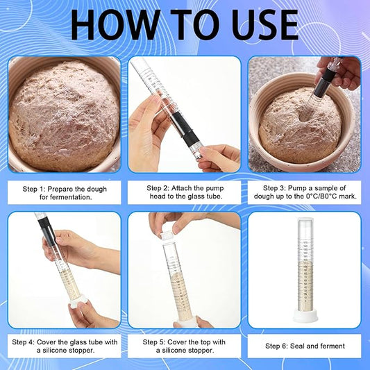 Yungyan Sourdough Aliquot Jar Kit Fermentation Tracker Sourdough Starter Tube Baking Supplies with Graduated Glass Tube Silicone Stopper Pump Cleaning Brush for Bread Proof Baking(White)
