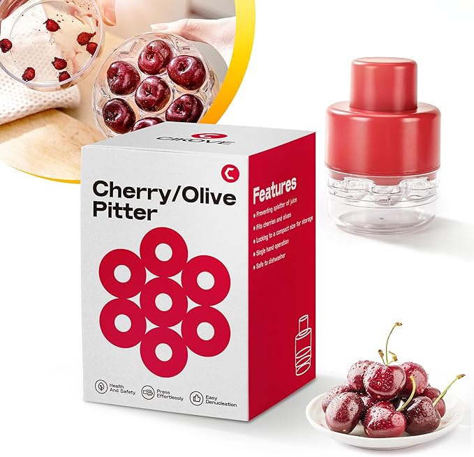 Cherry Pitter Tool Multiple Cherry Pit Seed Remover Labor-Saving Push Down Corer for 7 Stones at Once Easy to Use for Making Jam Safe to Dishwasher