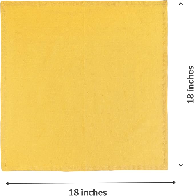 Fingercraft Cloth Napkins Set of 12, Cotton Linen Blend, Premium Quality, Mitered Corners for Every Day Use Christmas Napkins Cloth, Pre Shrunk and Good Absorbency 18x18 inch Gold