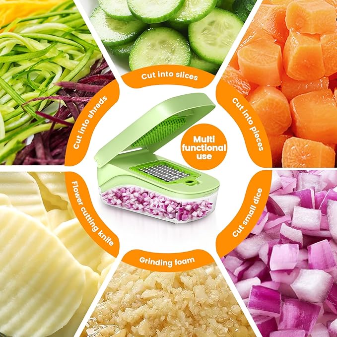Pro-Series 17-in-1 Mandoline Slicer & Spiralizer, Veggie Chopper with Container for Onion Salad, Vegetable Slicer, Kitchen Gadgets, Food Processor, Vegetable Shredder with Container