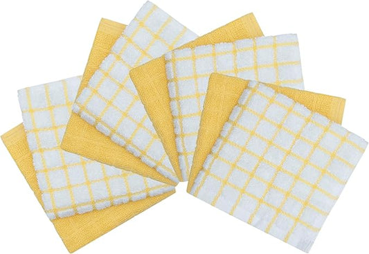 Bumble Dish Cloths (8 Pack) | 12" x 12" | 100% Cotton Kitchen Towels | 405 GSM | Soft, Highly Absorbent & Durable Dish Towels for Kitchen | Yellow