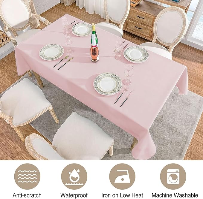 AUSSPVOCT Textured Tablecloth Rectangle 60x104 Water Resistant Spill-Proof Wipeable Table Cloth Wrinkle Free Fabric Dining Table Cover for Birthday Party Farmhouse Spring Kitchen Tablecloths